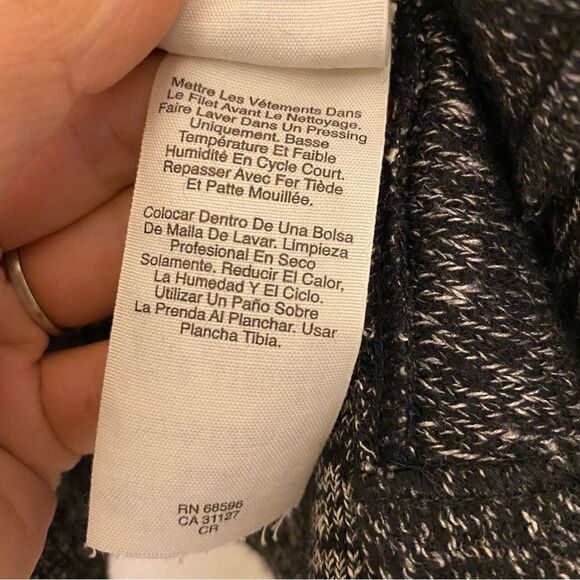 Pure DKNY Open Front lamb skin Leather Sleeve sweater Cardigan wool linen  M/L - Picture 4 of 11